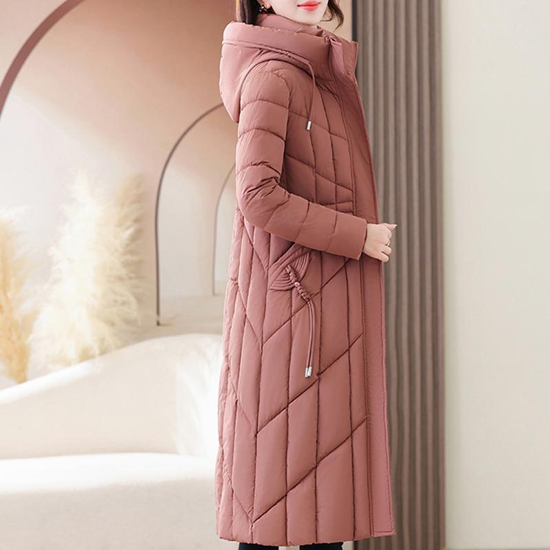 Dámské bundy zimní dlouhé parky s kapucí elegantní tlusté teplé kabáty větší velikosti zimní svrchní oděvy