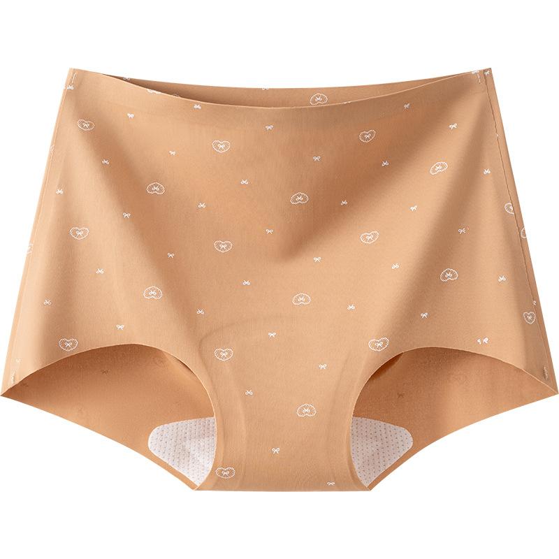 Women's Summer Thin New Printed 10A Antibacterial Crotch Seamless Ice Silk Briefs
