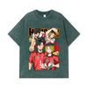 275 GSM Washed T-shirts 100% Cotton Haikyu V6 Print Unisex Heavy Cotton T Shirt