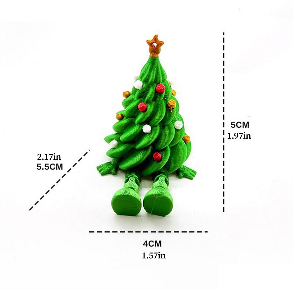 

Desk Christmas Tree 3D Printed Toys Cute Figurines with Articulated Legs Statues Ornaments for Office Festive Desktop Holiday зелений