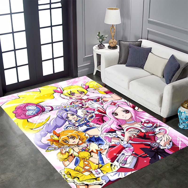 Pretty Cure Cartoon Rugs Are Suitable for Home Décor In Areas Such As Game Rooms, Bedrooms, Living Rooms, and Sofa Areas.
