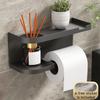 1pc Drill-Free Toilet Paper Holder Wall-Mounted Tissue Rack & Roll Paper Bar Storage Shelf Kitchen Bathroom Storage Rack