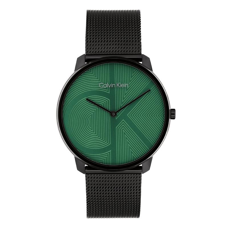 CALVIN KLEIN watch quartz movement steel strap 40mm green dial unisex 25300013 зелёный