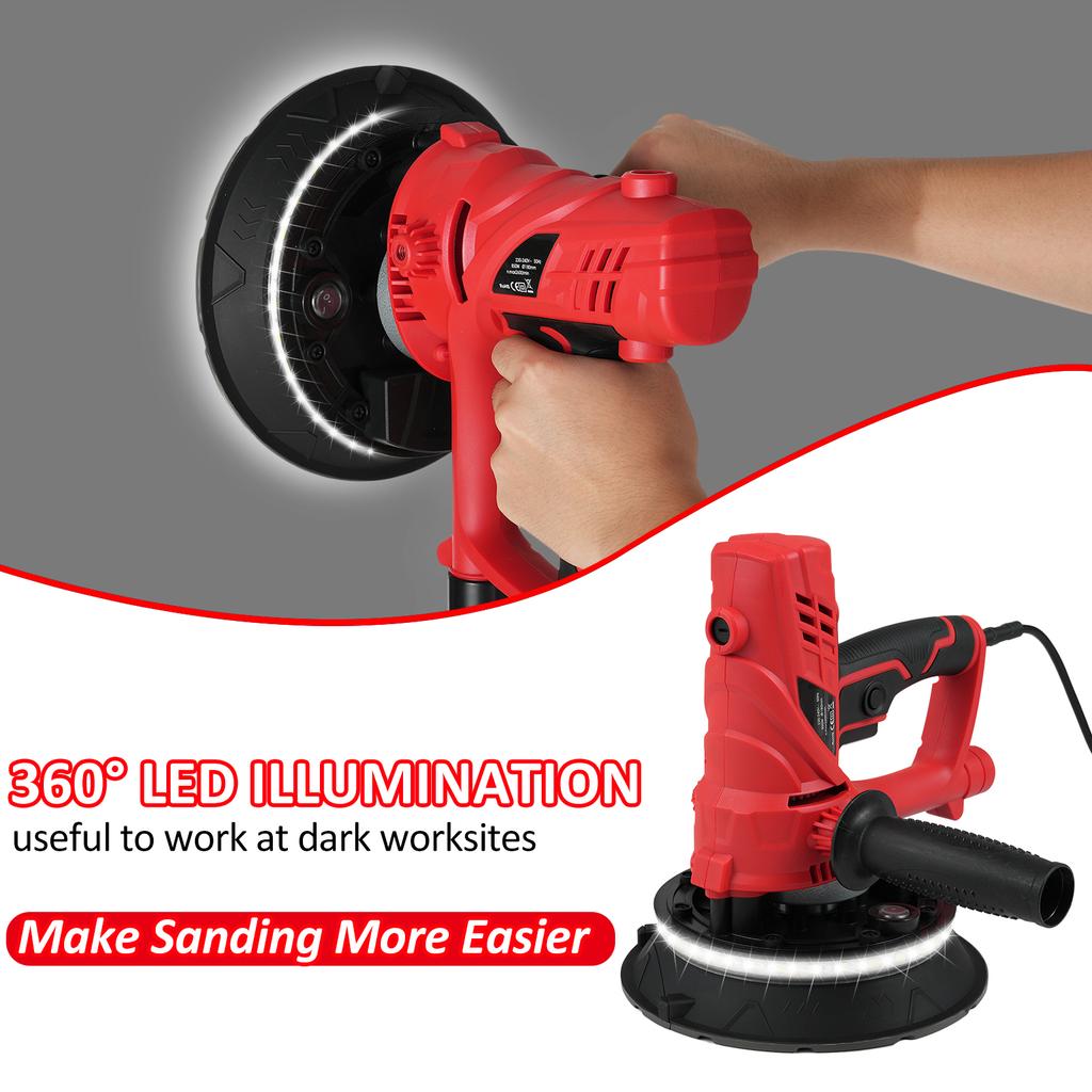 Handheld Sander 850W Electric Sander with 12pcs Sanding Discs Speed 1500-2600 RPM Wall Sander with Automatic Vacuum Dust Absorption S