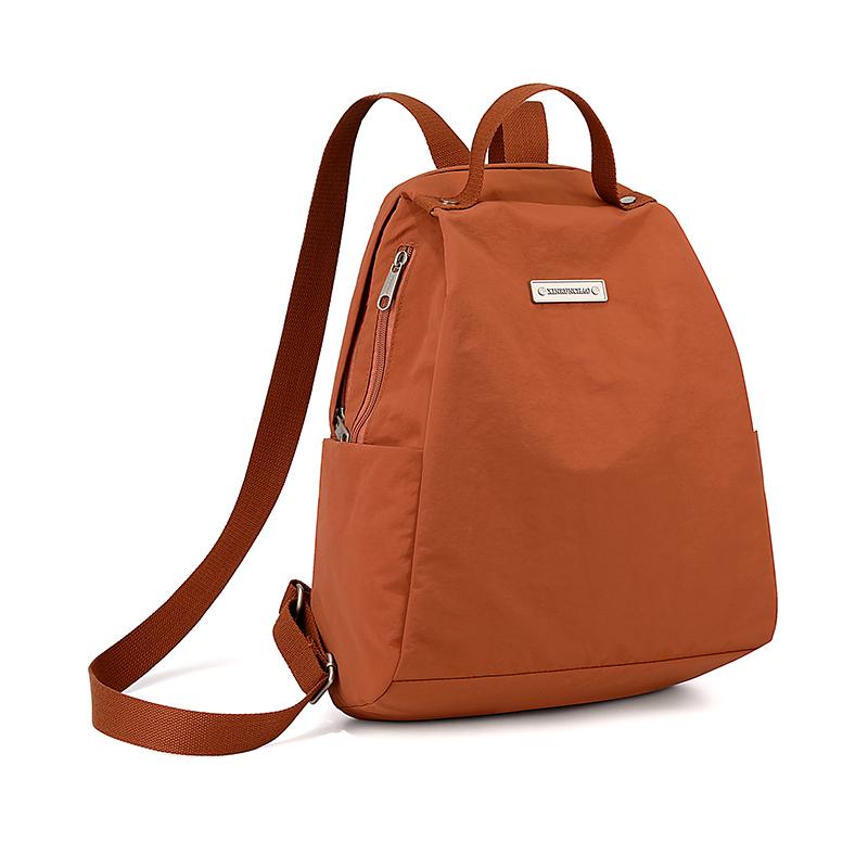 Lightweight Nylon Backpack with Side Zipper Pockets Top Handle Casual Daypack for Women Daily Commute Travel