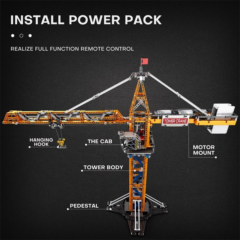 Non-Toxic 1176Pcs Remote Control Tower Crane Moc Model Building Blocks Tower Crane Electric Technology Bricks Children'S Diy Assembly Toys
