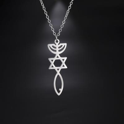 Jüdisch Israel Fisch Davidstern Menora Anhänger Halsketten Edelstahl Messianisches Siegel Amulett Halskette Damen Herren