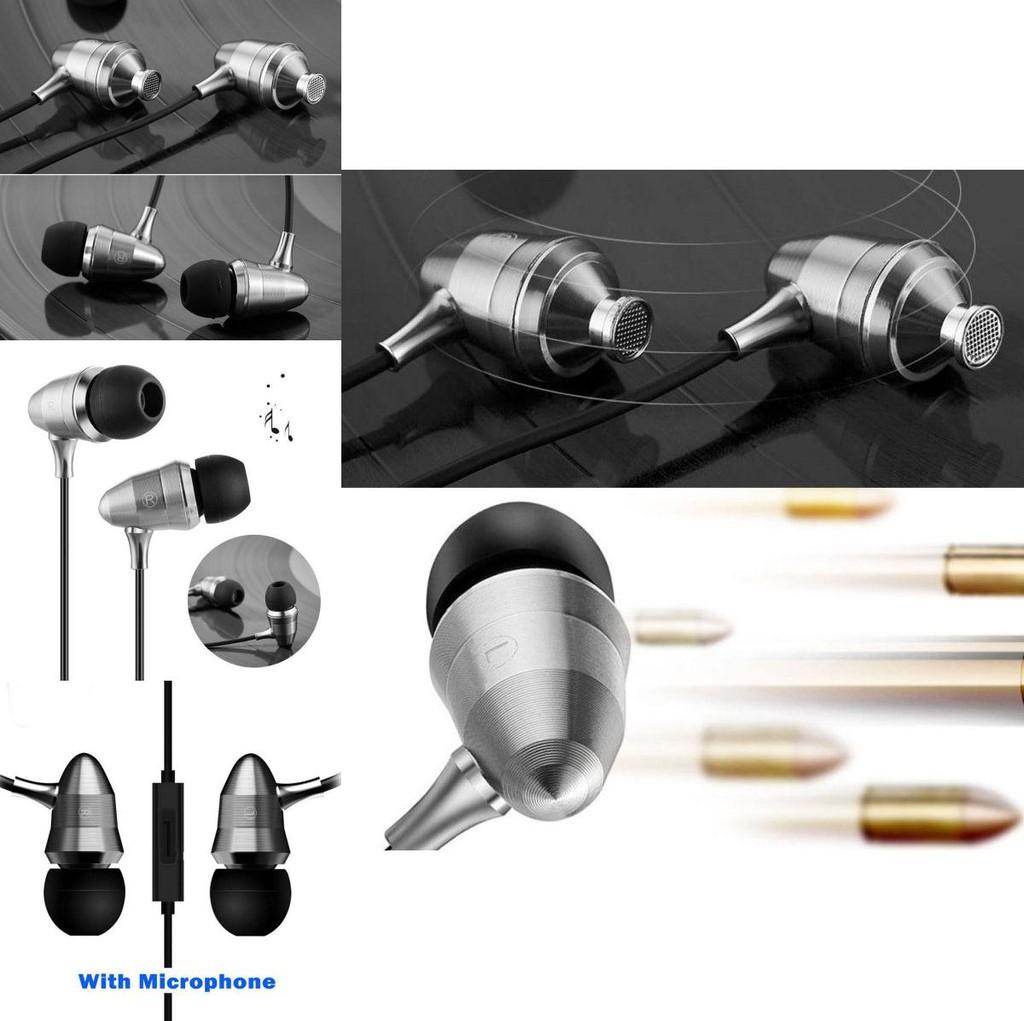 Silver Bullet Earphones Metal Deep Bass Wired Inear Headphones For Music Lovers
