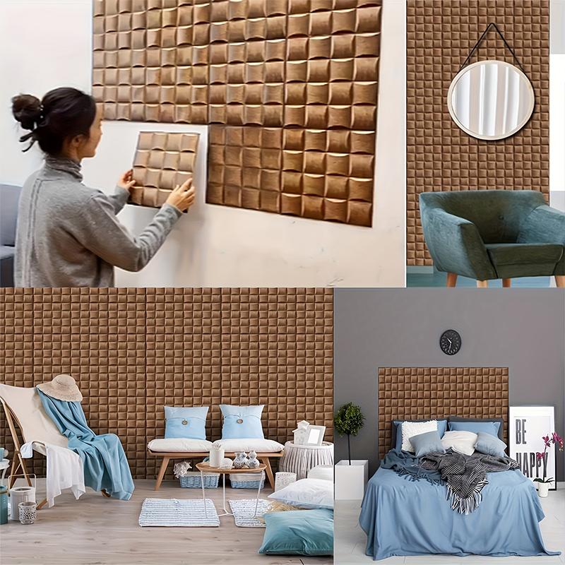 20PC Detachable Wall Tiles Waterproof Brick Stone Kitchen Wall Panels Living Room Peel and Stick 3D Brown Wallpaper Hotel