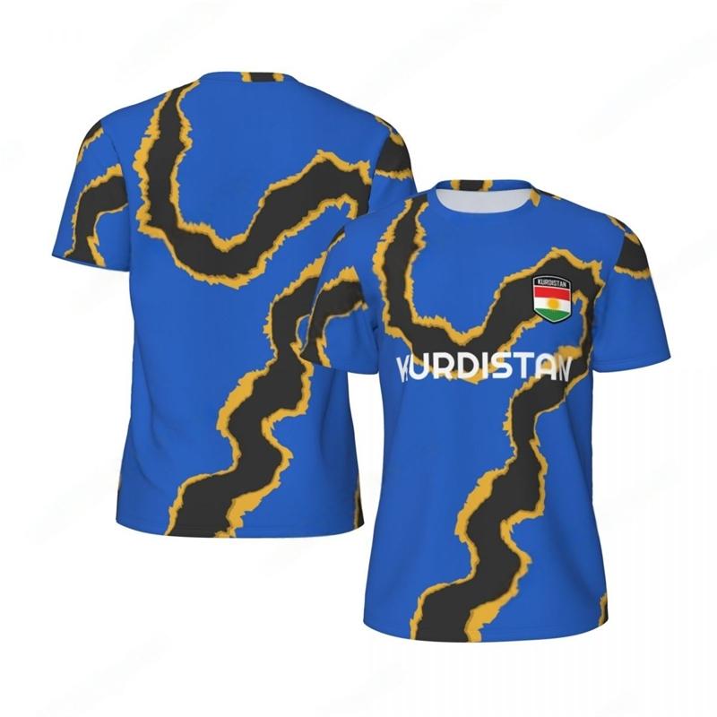 MDHAO xin nan zhuang  3D txu KURDISTAN 3D Print Sport Sneldrogend Ademend Heren T-shirt Buiten Voetbalshirt Club Fan Team Korte Mouw Kleding Zomer Top XL