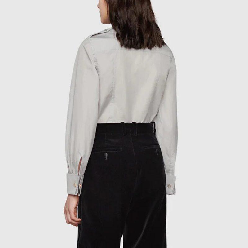 Gucci Shirts Women's Gray Lapel Moderate Other 675614-Z3599-1239
