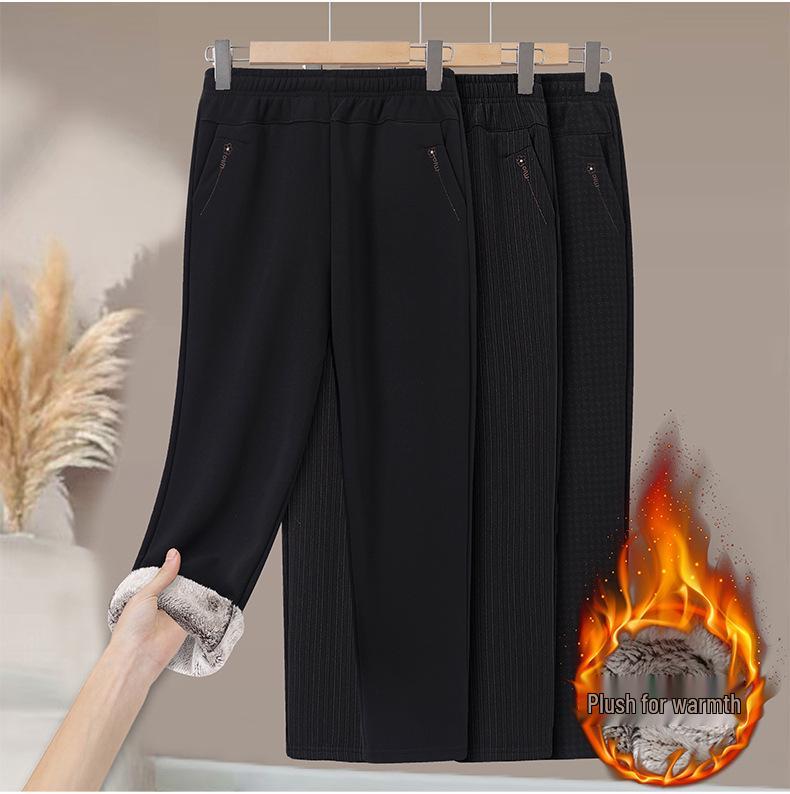 Mom's Corduroy Pants: Velvet-Thickened, Middle-Aged & Elderly Casual Straight Cotton Pants for Autumn/Winter