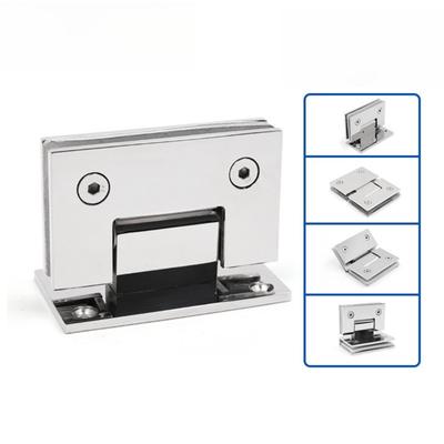 Stainless Steel Frameless Glass Nickel Brush Door Hinge 90 Degree Bathroom Clip Bathroom Folding Glass Clip