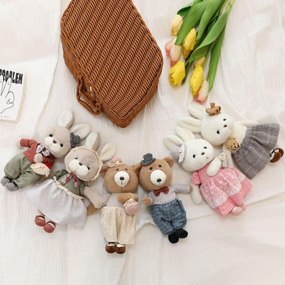 

Soft Couple Bear Doll PP Cotton Countryside Rabbit Plush Toy Birthday Parties Style F