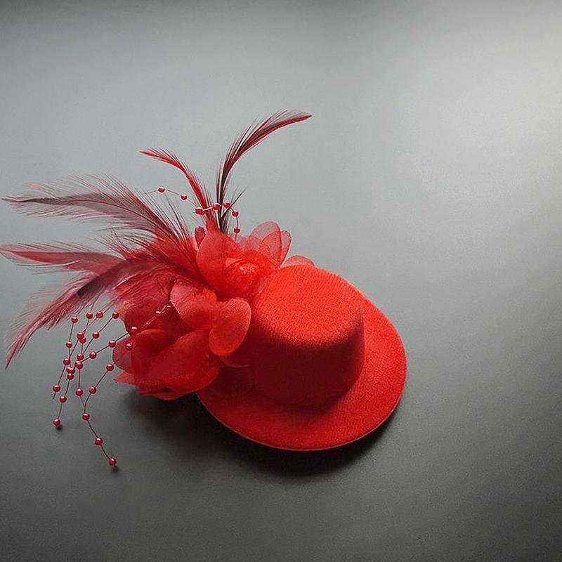 1Pc Hair Clips Hair Accessories Fascinator Hat Girl Flower Feather Children's Pearl Beaded Decor Headwear