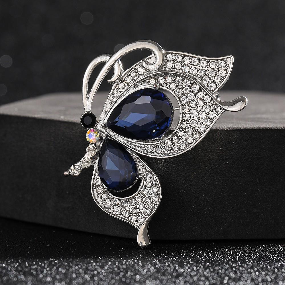 High-End Pearl & Rhinestone Butterfly Brooch for Women's Fashion Suits and Scarves