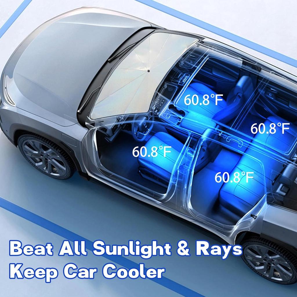 Windshield Sun Shade Umbrella, Portable Foldable, Spring Structure Wind Shield, Front Window Sunshade, Protect From Sun Rays Car Windshield,