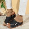 Fashion Summer Soft Platform Slippers Women 2025 Fashion Peep Toe Wedges Flip Flops Woman Light Med Heel Non-Slip Beach Shoes Slides