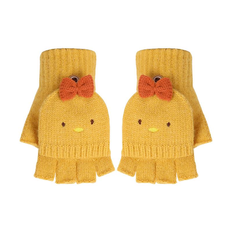 Winter Children's Flip Gloves Men's Small Animal Children's Knitted Warm Gloves Women's Finger Flip Open Finger Gloves Men