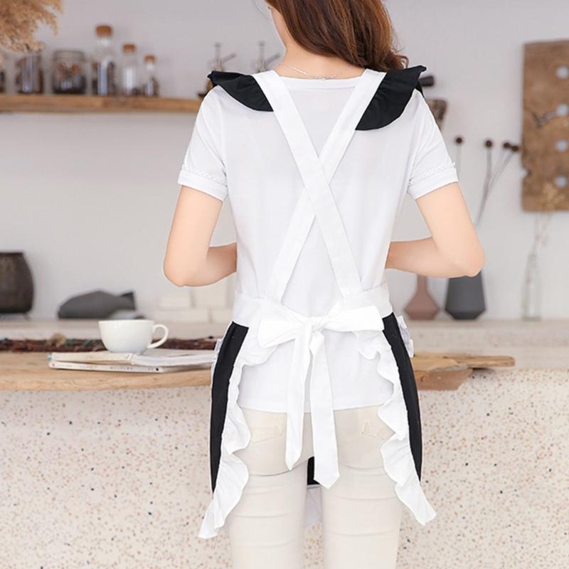 Halloween Maid Apron Costume Princess Maid Apron Women Kitchen Apron for Cooking Baking Princess Maid Apron with Pocket
