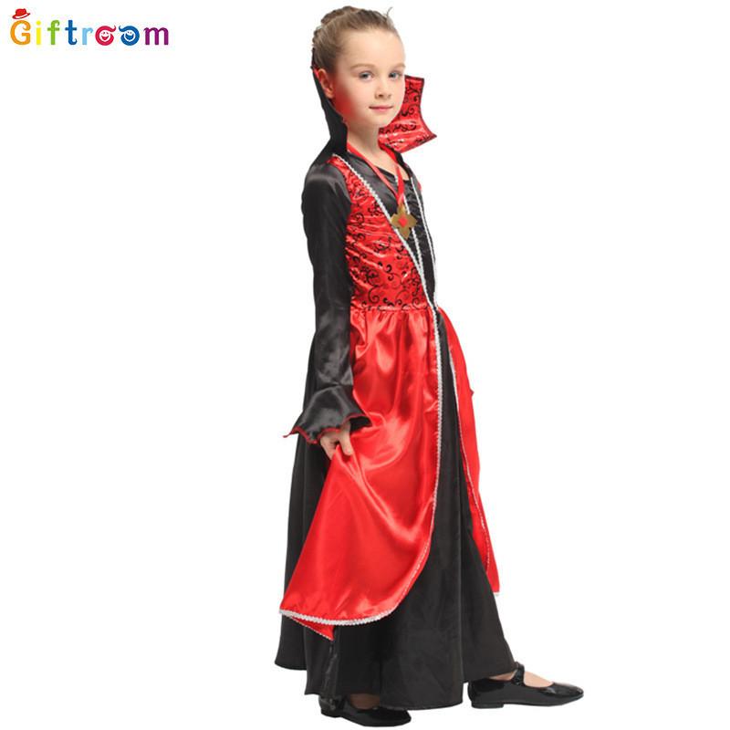 Stunning Witch Vampire Costume For Girls Polyester Fabric Long Dress With Details Enchanting