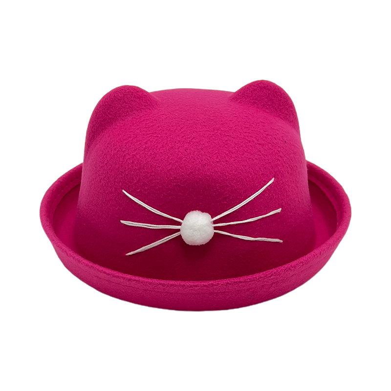 Autumn/Winter Kids' Cute Cat Ears Fedora: Korean/British Style Sunshade Wool Felt Fisherman Hat for Boys and Girls.