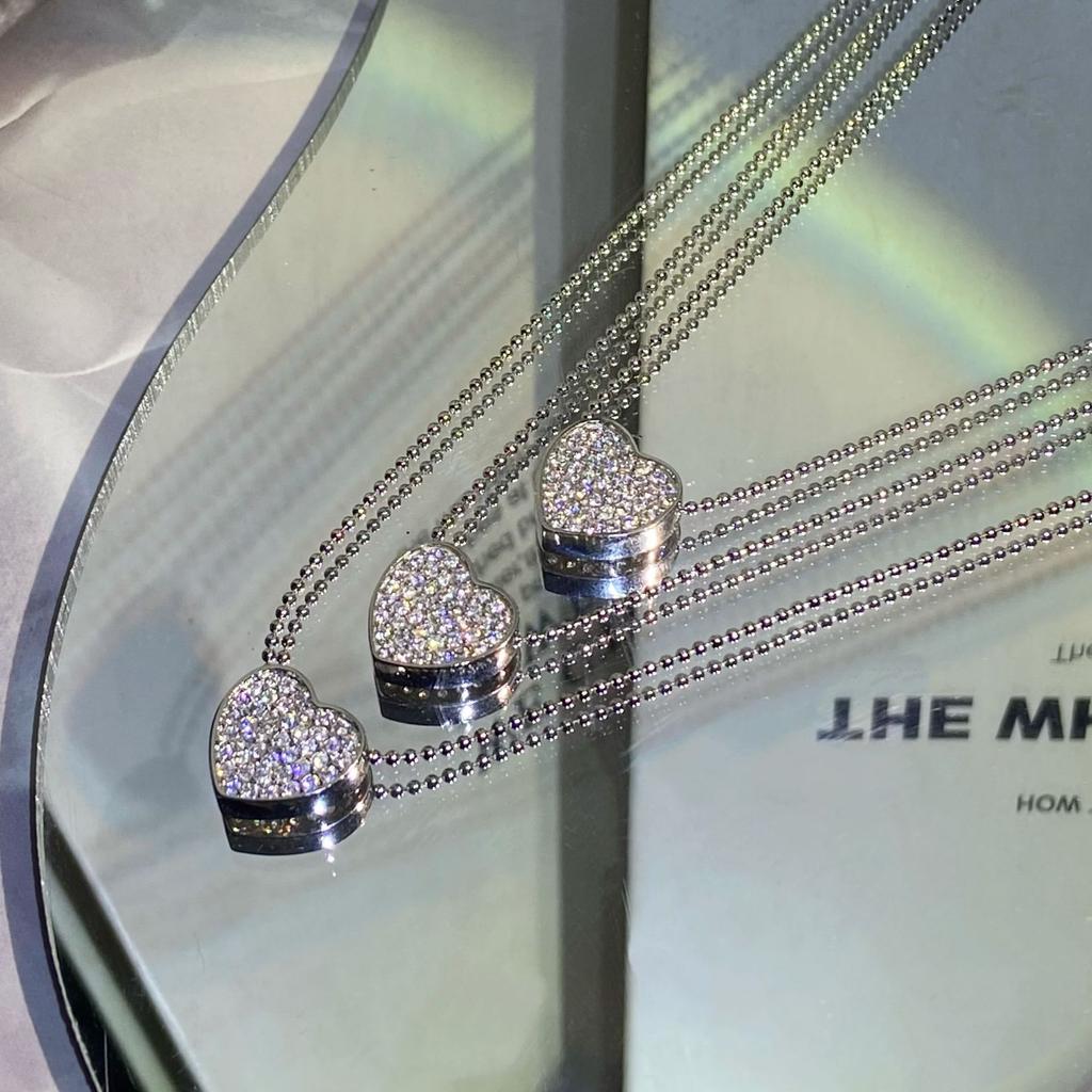 925 Silber Neue Drei Liebe Verbunden Zirkon Halskette Minimalistisches Leichtes Luxus Design Göttin Schlüsselbein Kette Party Geburtstagsgeschenk
