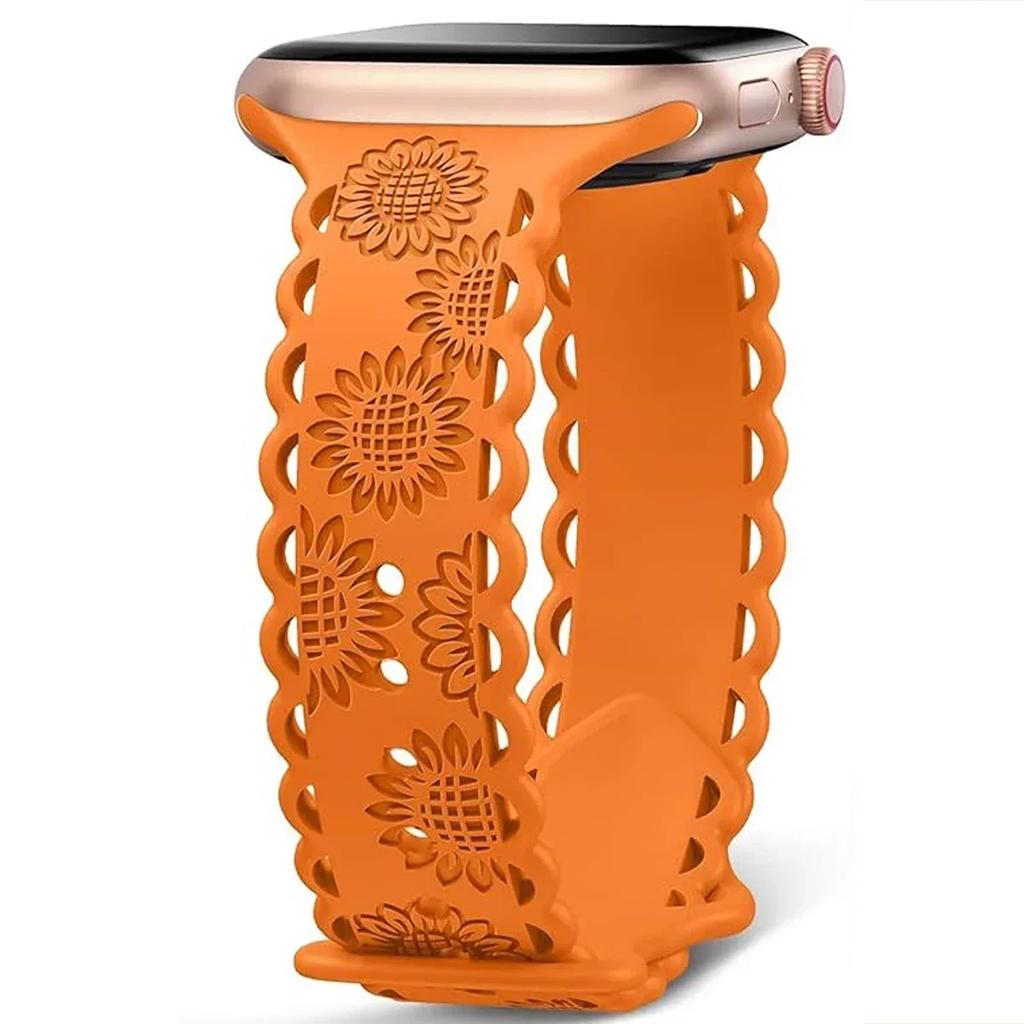 Y2k Trendiges Rosen-Relief-Silikonarmband für Apple Watch 10 9 8 7 6 5 4 3 2 Armband 44mm 45mm 46mm 49mm 42mm 40mm Uhrenarmband