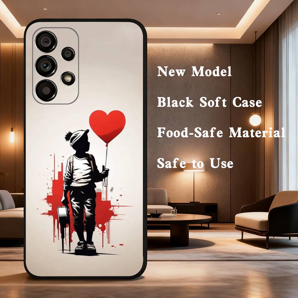 Graffiti B-Banksyes Artist  Phone For Samsung Galaxy A53,31,52,72,41,22,73,32,71,Note,J7,8,9,5G Soft Black Silicone Case