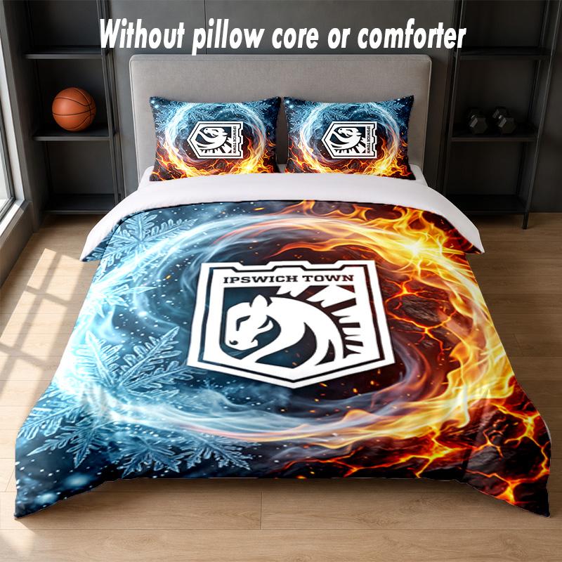 Ipswich Town Football Design Bed Bedding Set 1 Duvet Cover + 2 Pillowcases Soft Breathable Household Bed Linens