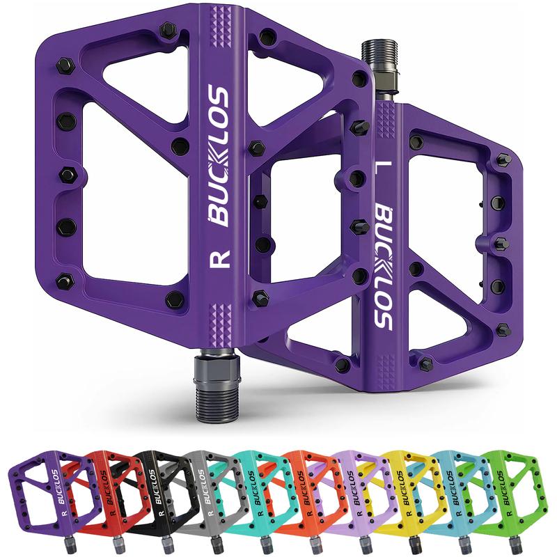 BUCKLOS Pedale DU-Lager Fahrradpedal Plattform Ultraleicht Nylon Rennrad Mountainbike Pedal Rutschfest MTB Flachpedale Fahrradteil