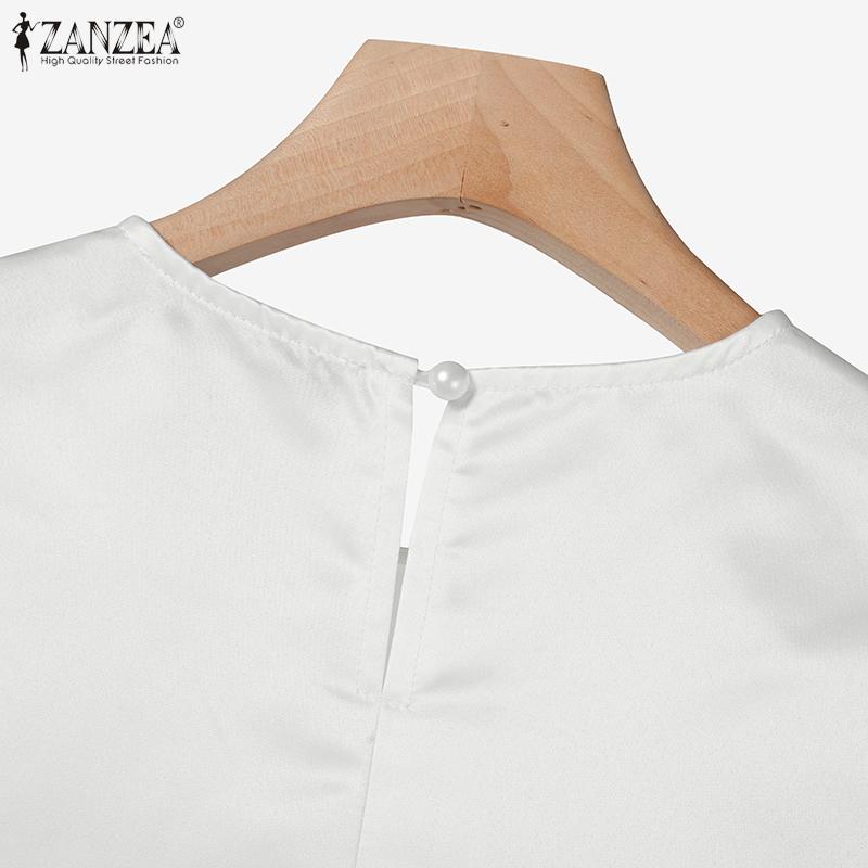 ZANZEA Vestido casual de manga corta con estampado floral y cuello redondo para mujer