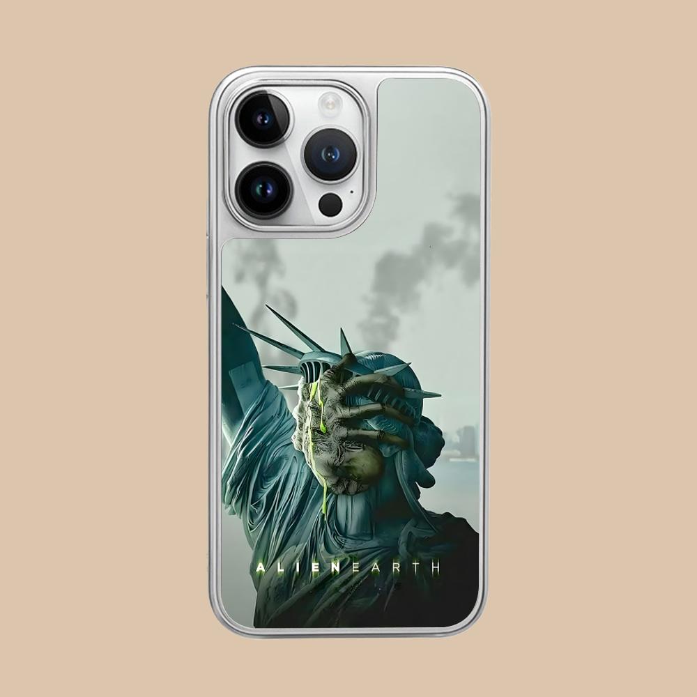 

Alien Earth Mobile Cell Phone Case for iPhone 17 16 15 14 13 12 11 Air Pro Max Plus Silver Plating Colorful Cover Pretty Luxury iPhone 11