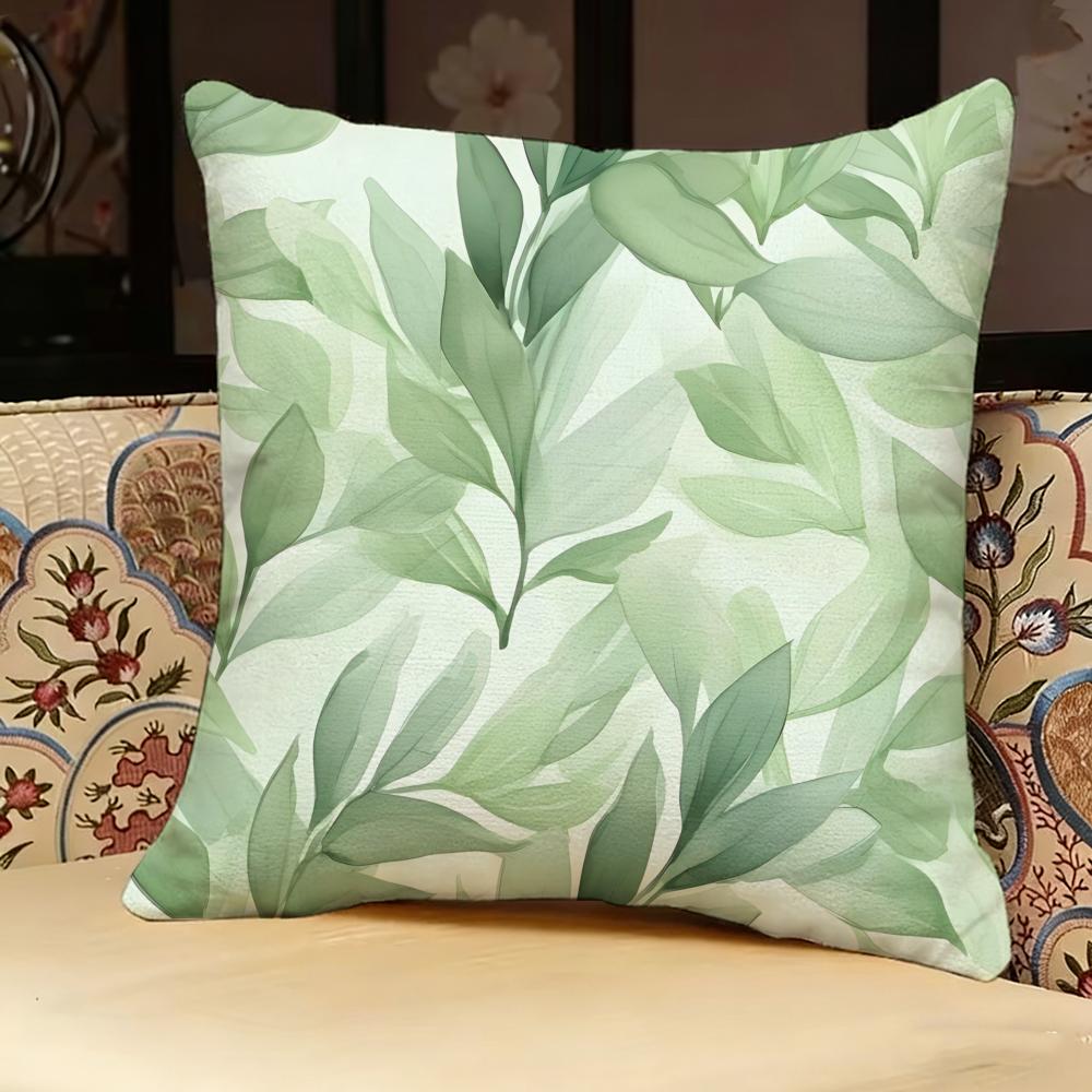 Modern Style Leaf Pillow Case Pillowcase, Double-Sided Printed, Sofa Cushion, Bedroom Headboard Pillow