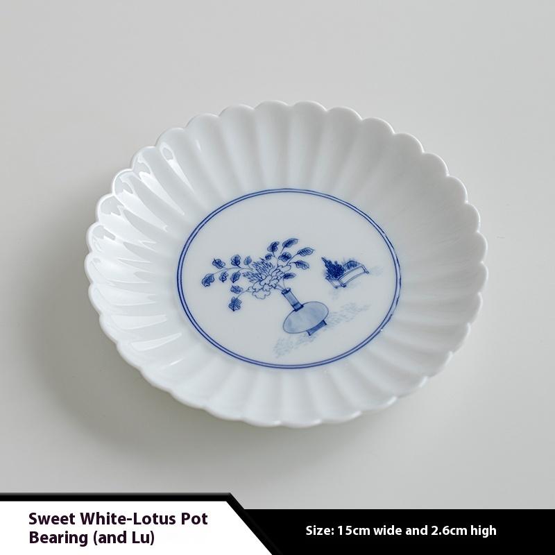 

Sweet White Lotus Petal Pot Bearing and Water Storage Pot Bearing Fruit Plate Dry Brewing Tea Table Snack Plate Simple Tea Tray
