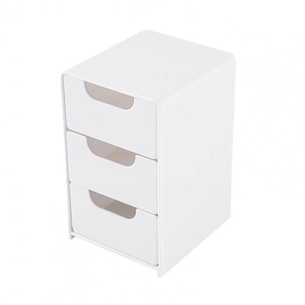1 Set Desktop Storage Box Modular 3-Drawer Organizer Scratch-Resistant Desk Drawers for Jewelry Stationery Cosmetics Storage And