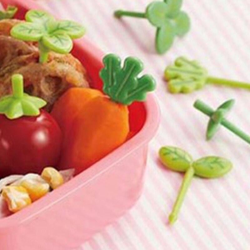 8pcs Fruit Fork Children Toothpick Food Prod Leaves Plastic Decoration Lunch Box Accessory Small Salad Tiny Fork Mini Cake Fork