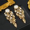 Charm Female White Pear Tree Leaf Drop Dangle Earrings Cute Gold Color Party Jewelry For Women