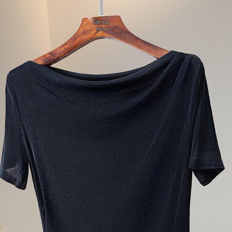 Women's Acetate Blend Short Sleeve Boat Neck Top