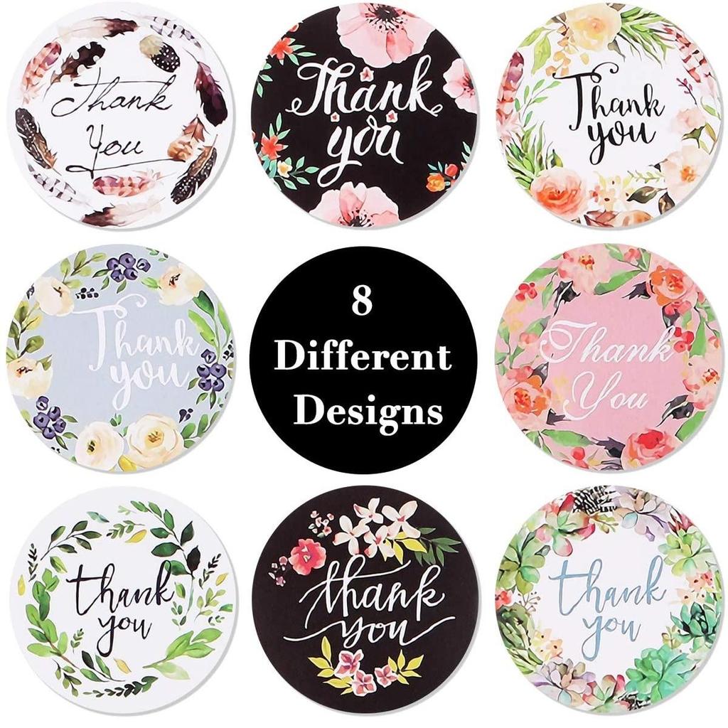 500 Stück/Rolle Blume Danke Aufkleber Set 1 Zoll Kreis Floral Masking Tape Tagebuch Geschenk Dekoration Siegel