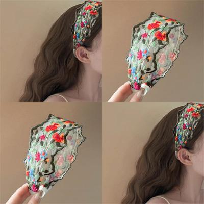 Vintage Blumenstickerei Haarband Neues Breites Stirnband High-End Haarband Eleganz Floral Haarschmuck
