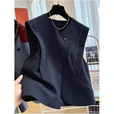 Women's Spring and Autumn Design Unique Temperament Short Suit Vest Temperament Commuter Coat