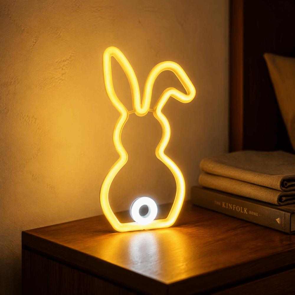 Bicolor Bunny Neon Sign USB Battery Powered Easter Bunny Sign Bunny Neon Light  Wedding Party