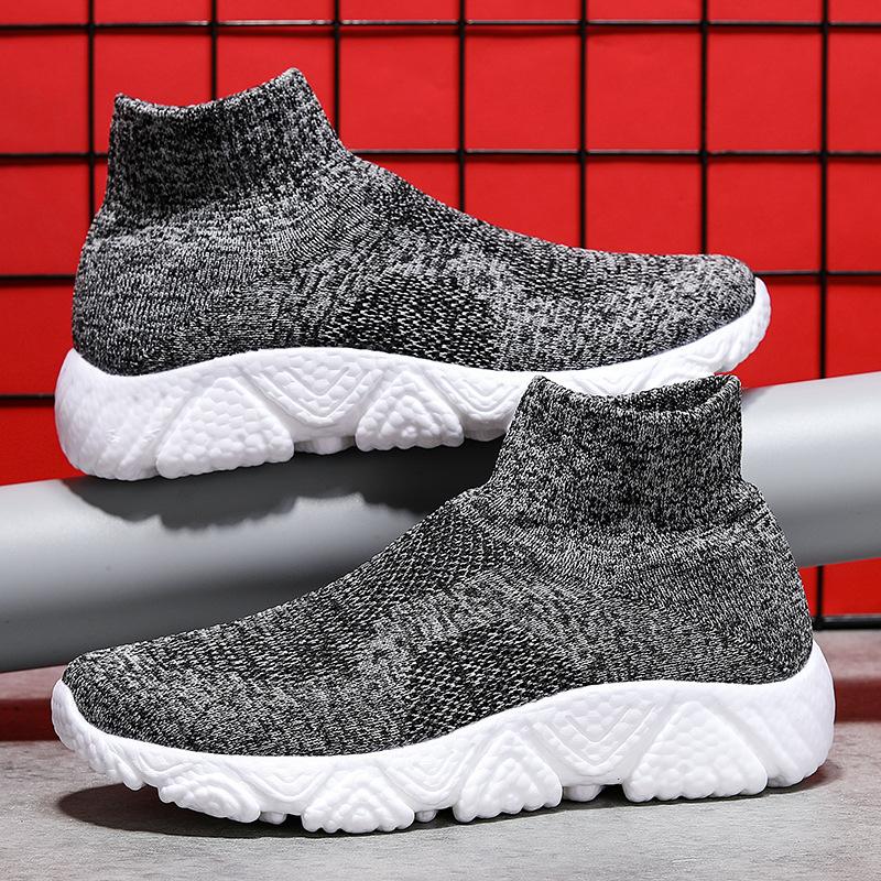 Large Size High-top Couple Casual Sports Shoes, Fly-woven Breathable Men's Shoes, Non-slip and Versatile, Lazy People Pedal Tide
