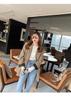 Women's Slim-Fit Ruffle Long Sleeve Knit Top for Spring and Autumn