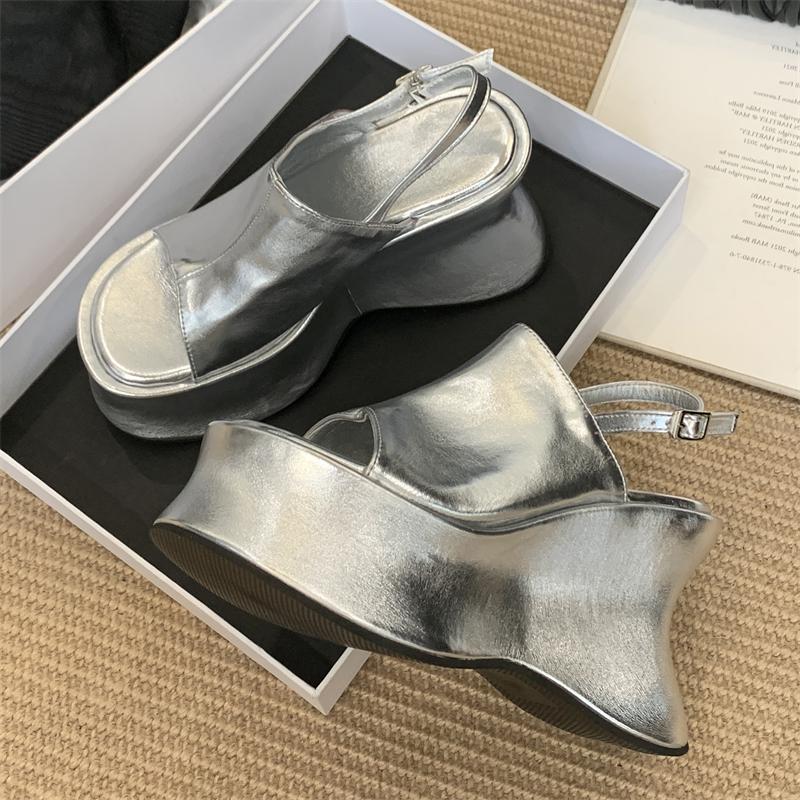 Eilyken 2026 Summer Peep Toe Platform Wedges Heels Women Sandals Buckle Strap Party Shoes Zapatos De Mujer