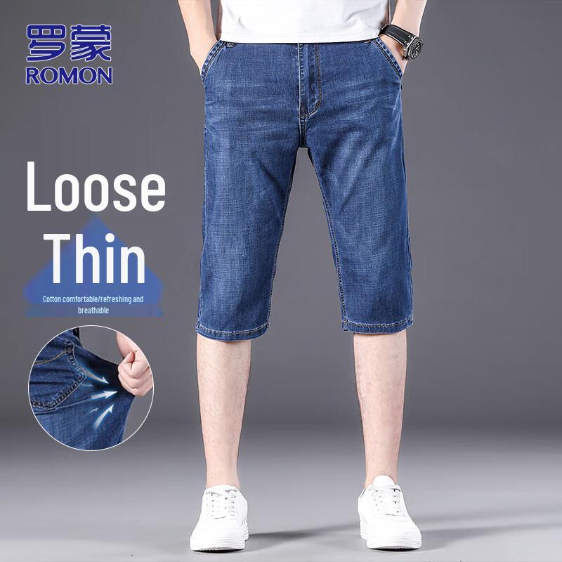 

ROMON Men s Casual Summer Denim Capris 32