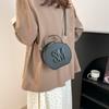 Bag Women's 2025 New European and American Fashion Popular Letter Solid Color Round Bag Shoulder Bag Bags Trendy Oblique Span Bag