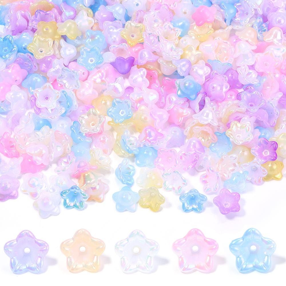 100pcs 6x12mm Flower Acrylic Beads Colorful Bell Orchid Flower Loose Beads For Jewelry Making DIY Bracelets Earrings Accessories
