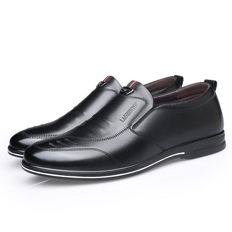 

2025 old man s head men s shoes casual leather shoes men s casual shoes round head breathable middle-aged and elderly father shoes XY170057 44 чёрный